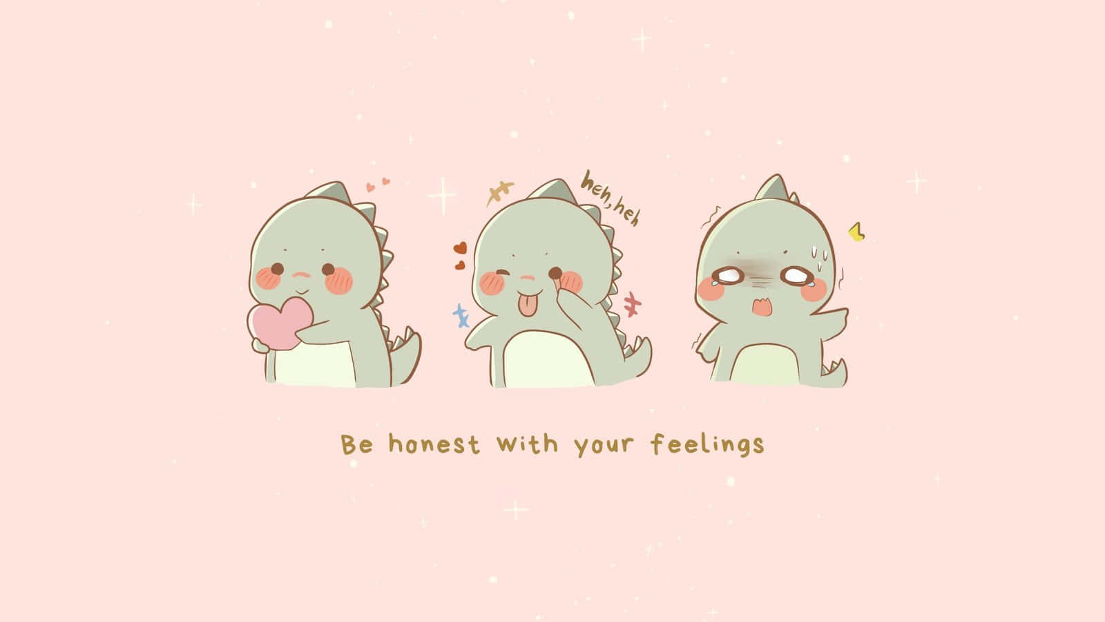 Cute Dinosaur Emotions Aesthetic Wallpaper