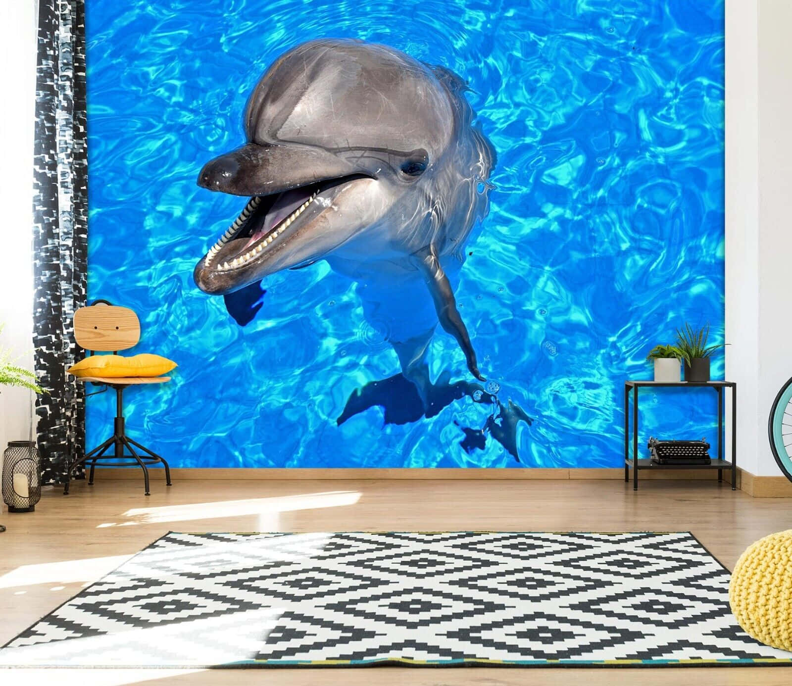 Cute Dolphin Office Wall Wallpaper