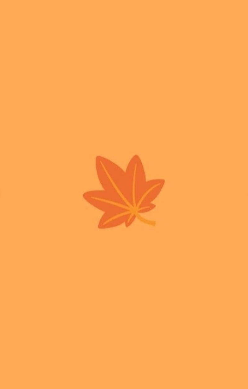 Cute Fall Phone Leaf In Center Wallpaper