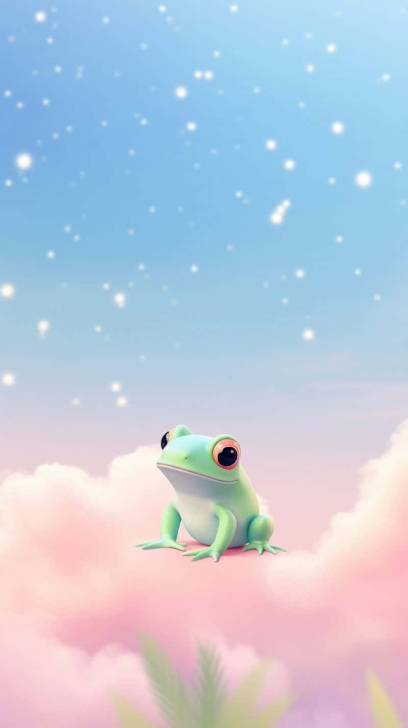 Cute Frog Cloudsi Phone Wallpaper Wallpaper