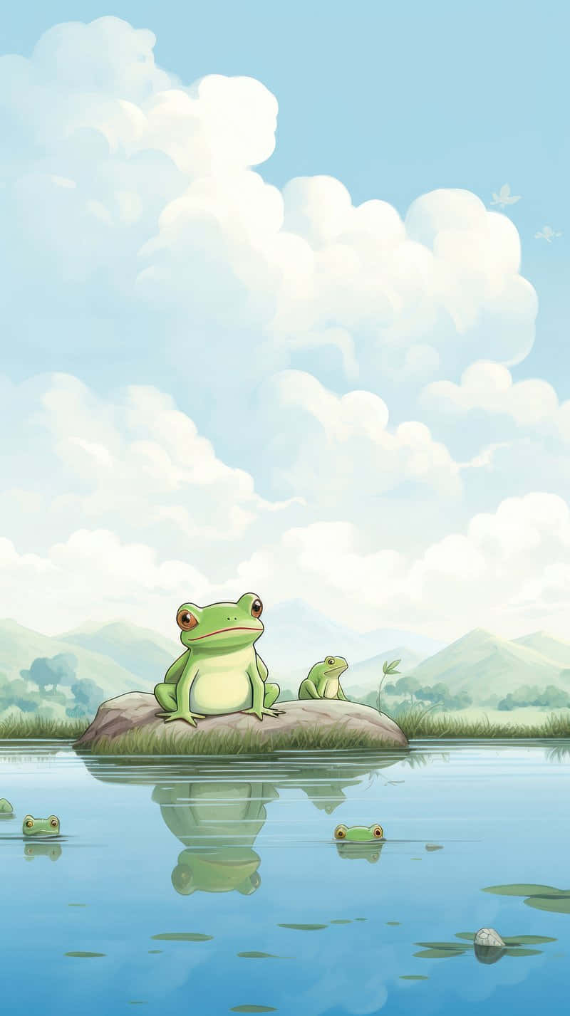 Cute Frog Illustrationi Phone Wallpaper Wallpaper