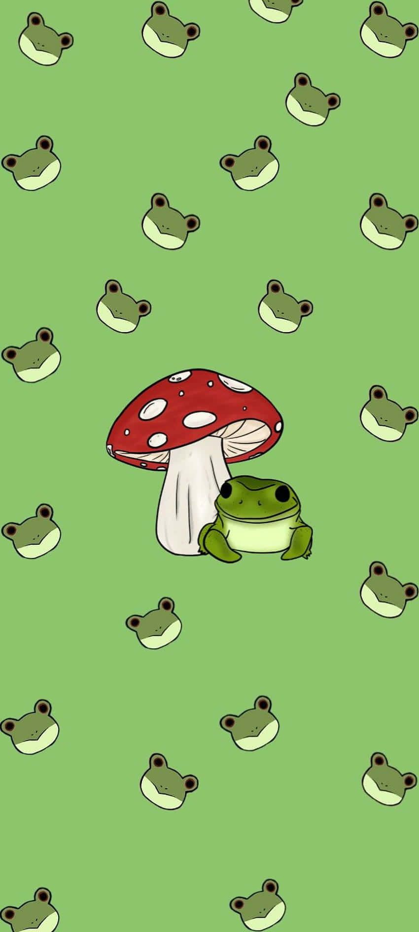 Cute Frogand Mushroomi Phone Wallpaper Wallpaper