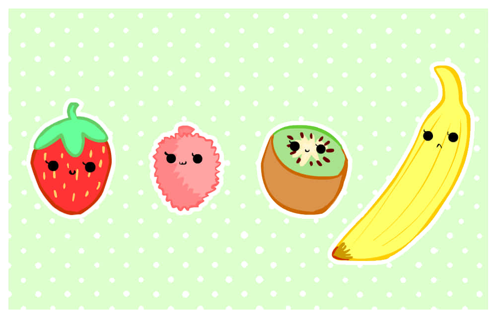 Cute Fruits Dotted Background Wallpaper