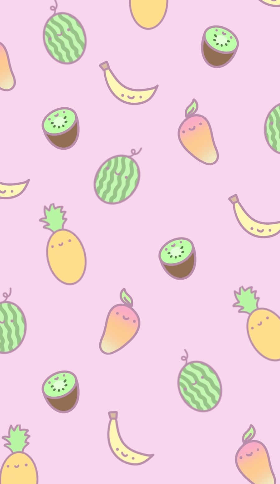 Cute Fruits Lavender Background Wallpaper