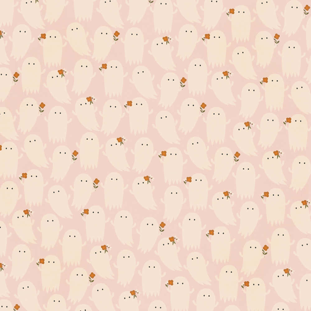 Cute Ghost Pattern Halloween Background Wallpaper