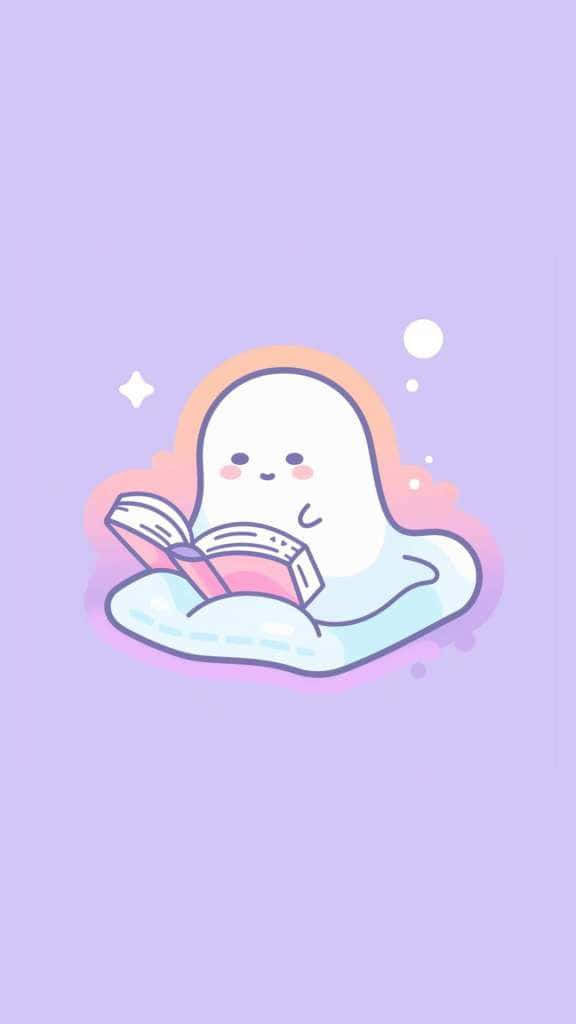 Cute Ghost Reading Book Wallpaper