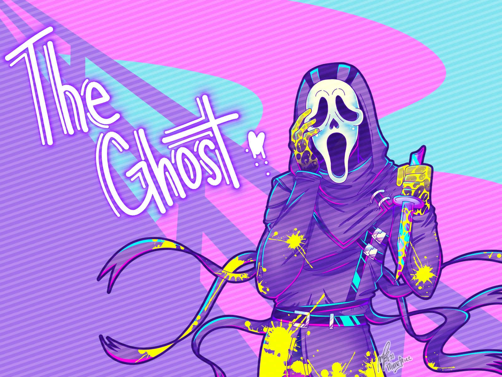 Cute Ghostface In Colorful Background Wallpaper