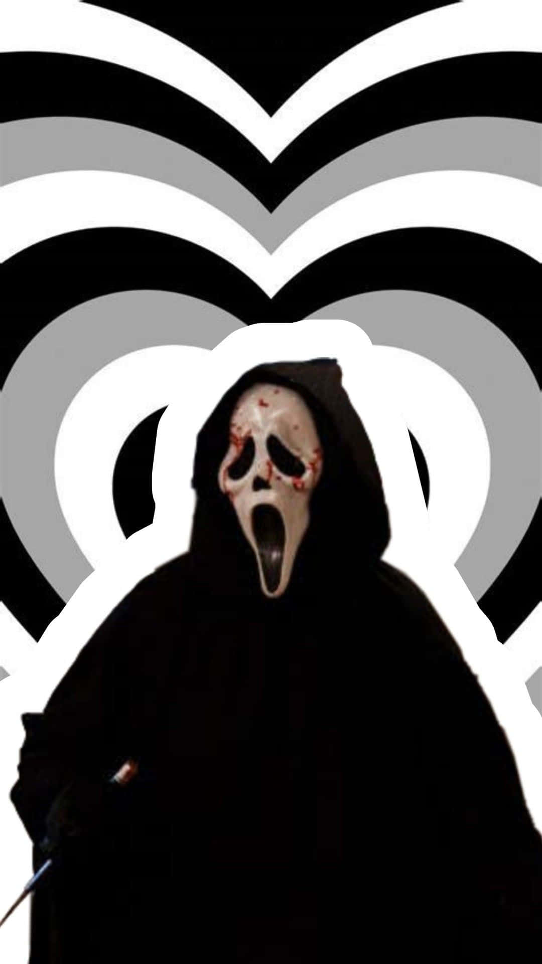 Cute Ghostface In Dark Heart Background Wallpaper