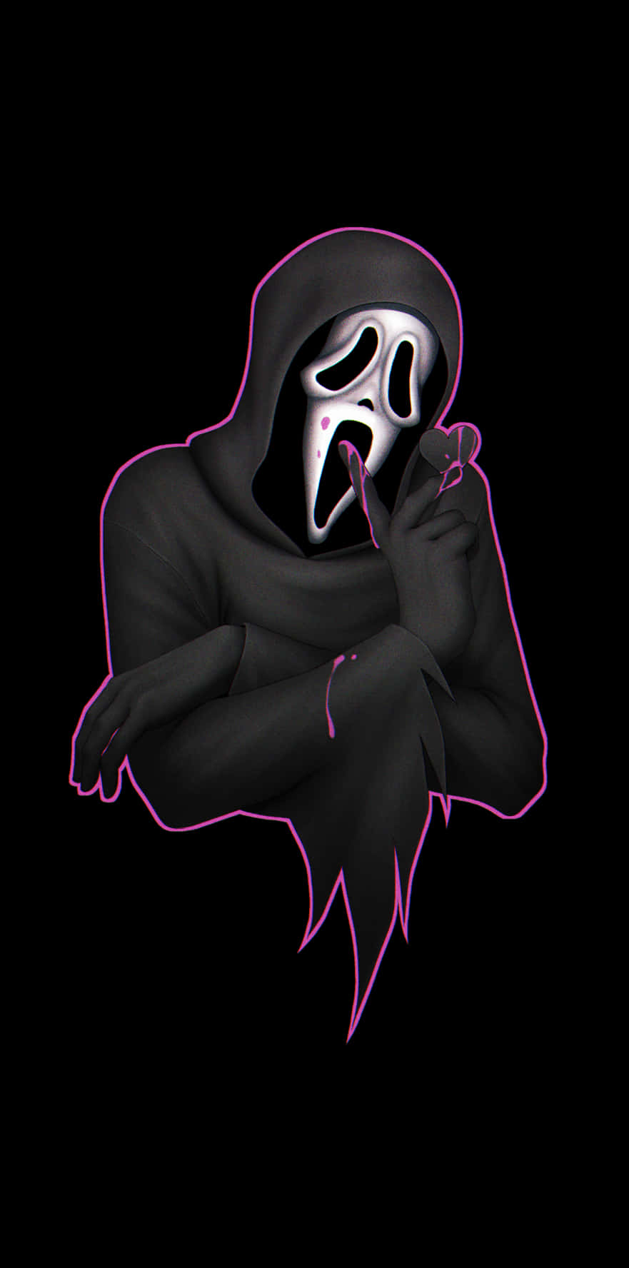 Cute Ghostface In Purple Outline Wallpaper