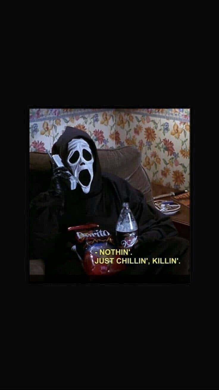 Cute Ghostface Just Chillin Killin Wallpaper