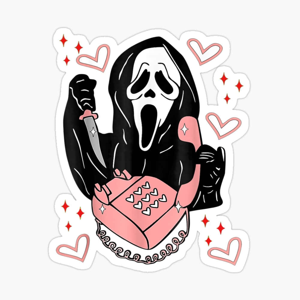 Cute Ghostface With Pink Telephone Wallpaper