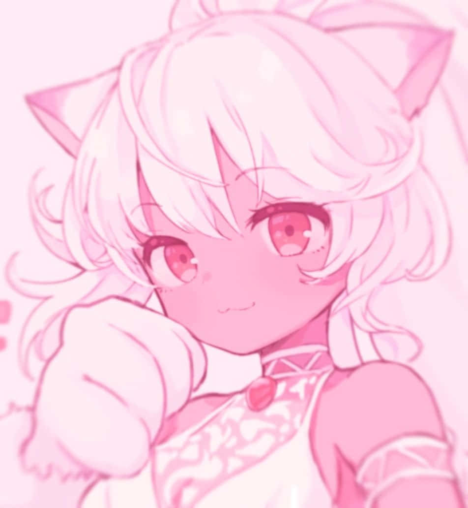 Cute Girl With Cat Ears Pink Pfp Wallpaper