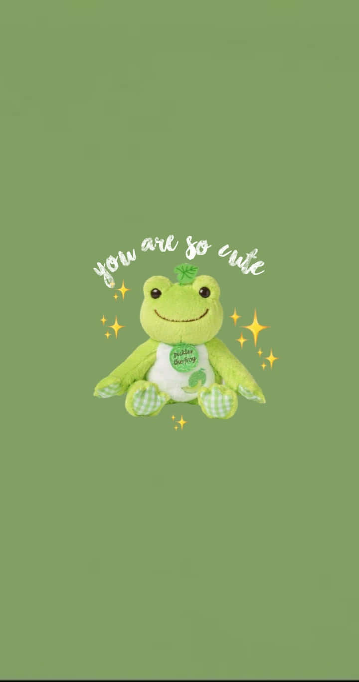 Cute Green Frog Plush Toy Wallpaper