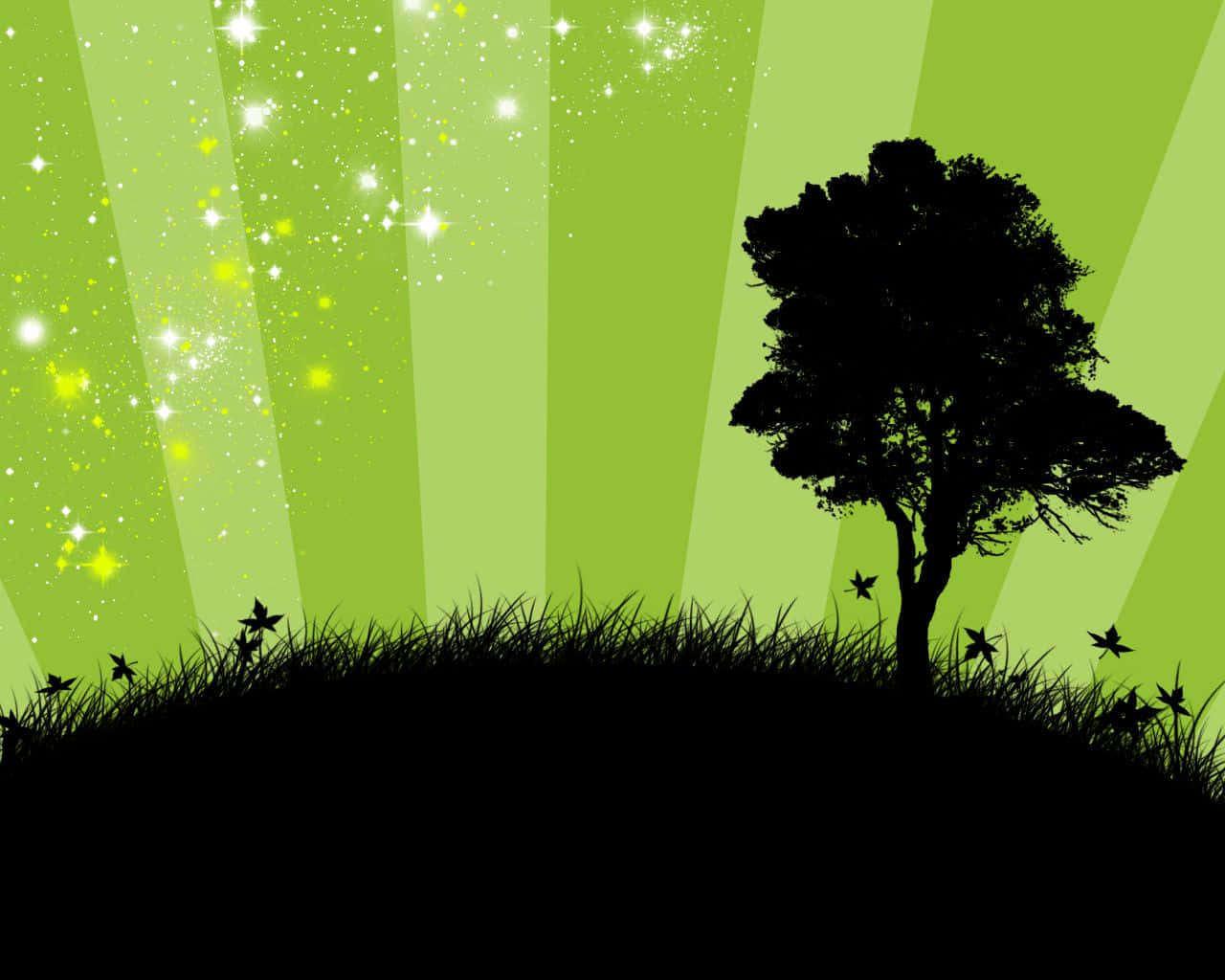 Cute Green Stripes Tree Wallpaper