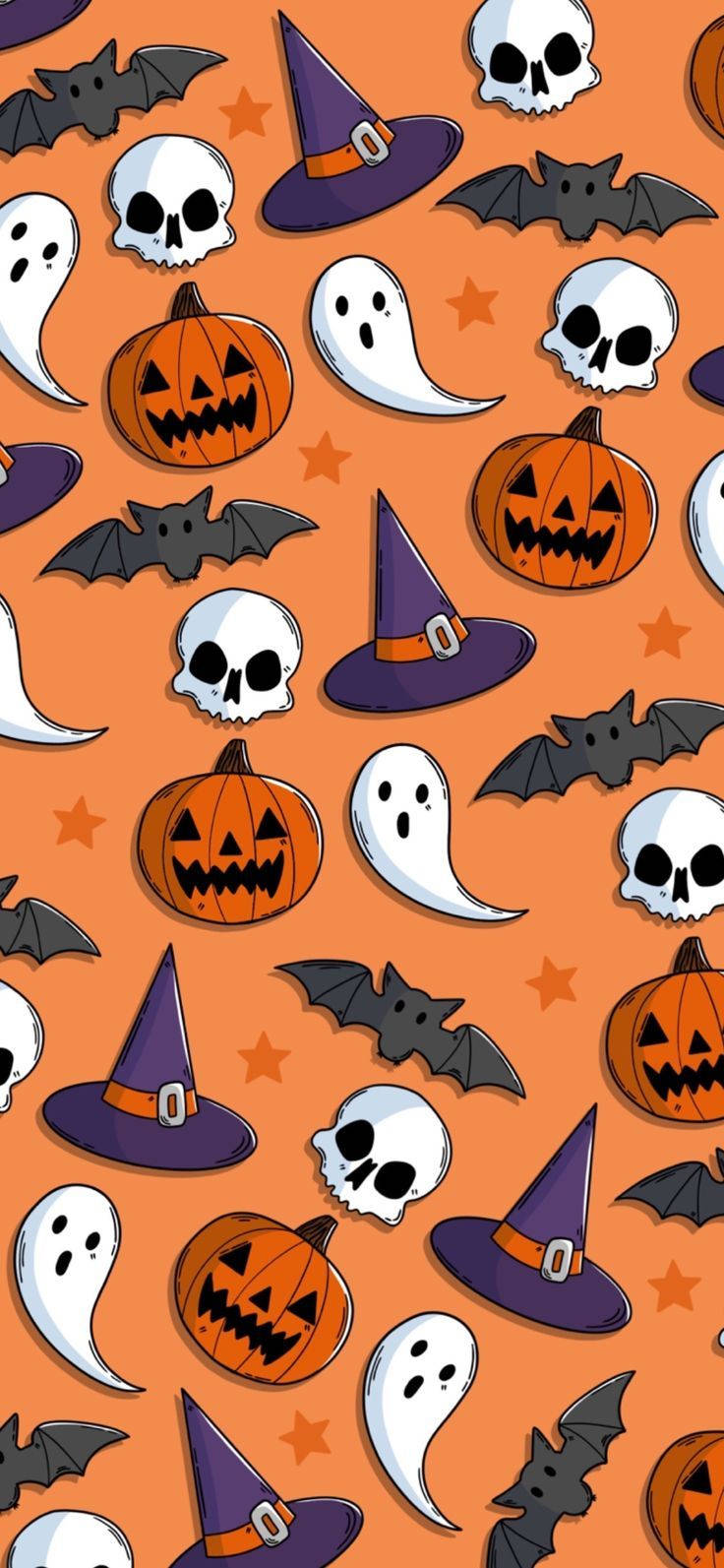 Cute Halloween Phone Orange Wallpaper