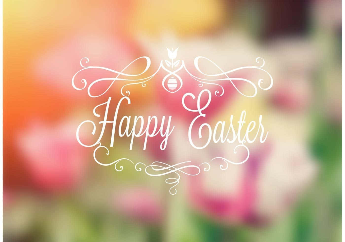 Cute Happy Easter Tulips Wallpaper