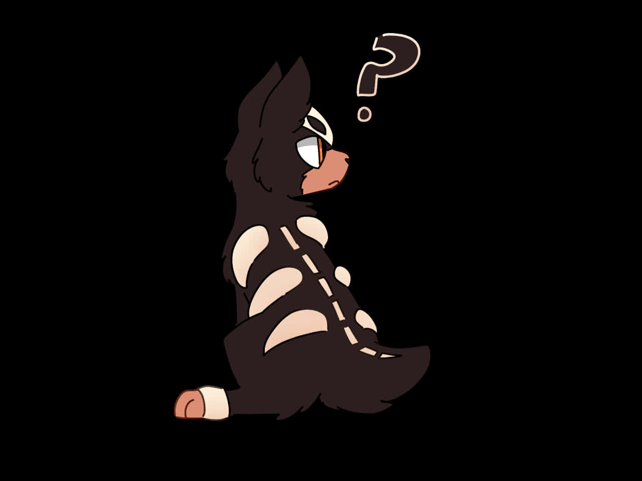 Cute Houndour With A Question Mark Wallpaper