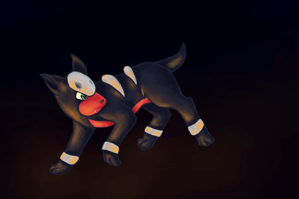 Cute Houndour With Black Backdrop Wallpaper