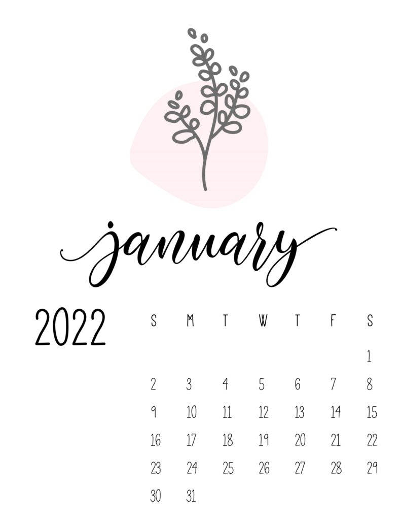 Cute January 2022 Calendar Wallpaper