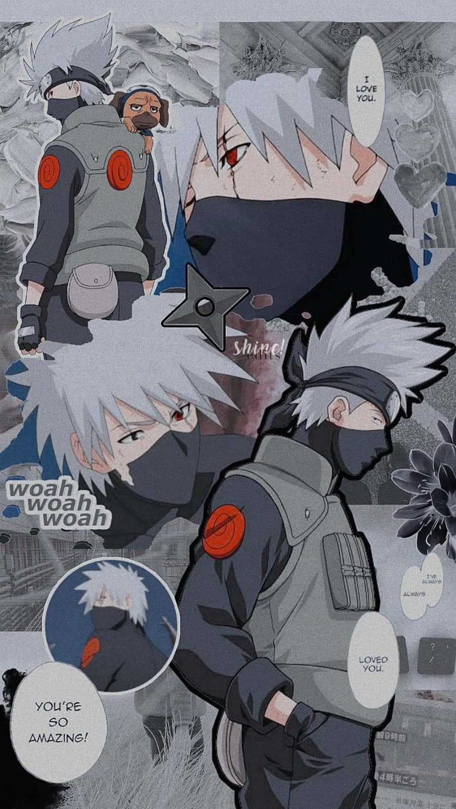 Cute Kakashi Naruto Anime Character Collage Wallpaper