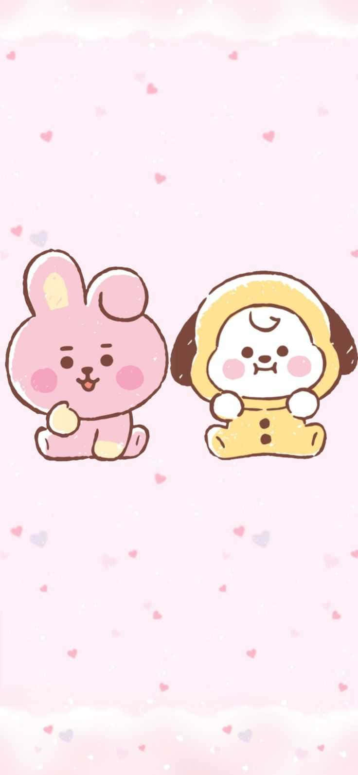 Cute Kawaii Chimmy And Cooky Bt21 Wallpaper