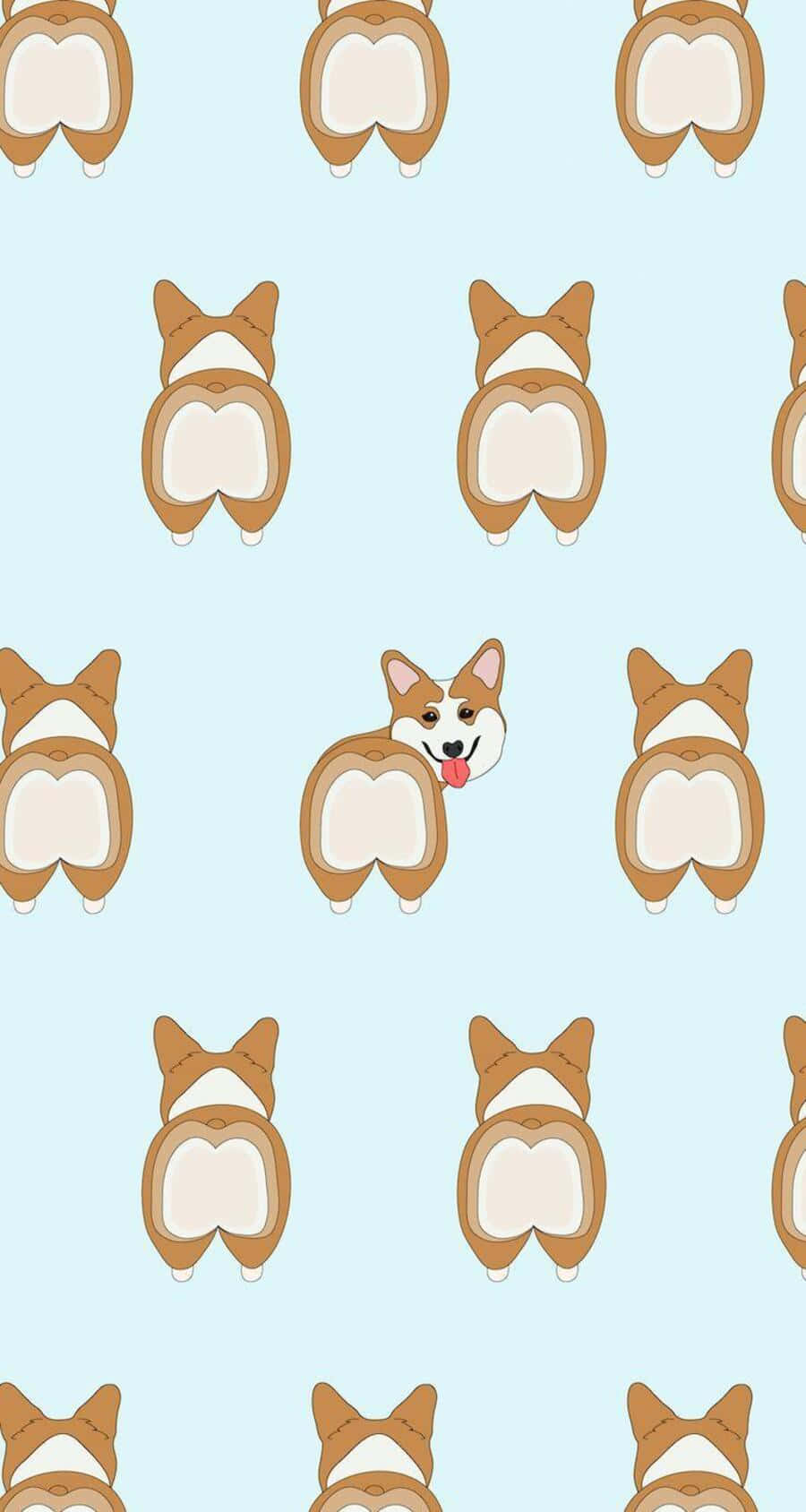 Cute Kawaii Dog In Adorable Settings Wallpaper