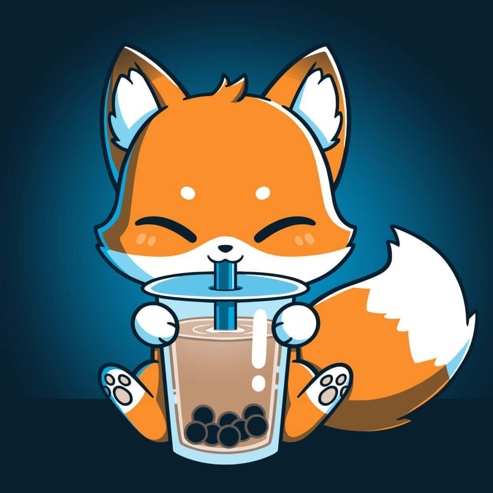 Cute Kawaii Fox Illustration Wallpaper