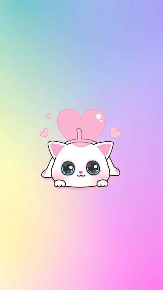 Cute Kawaii Lovable Cat Cartoon Wallpaper