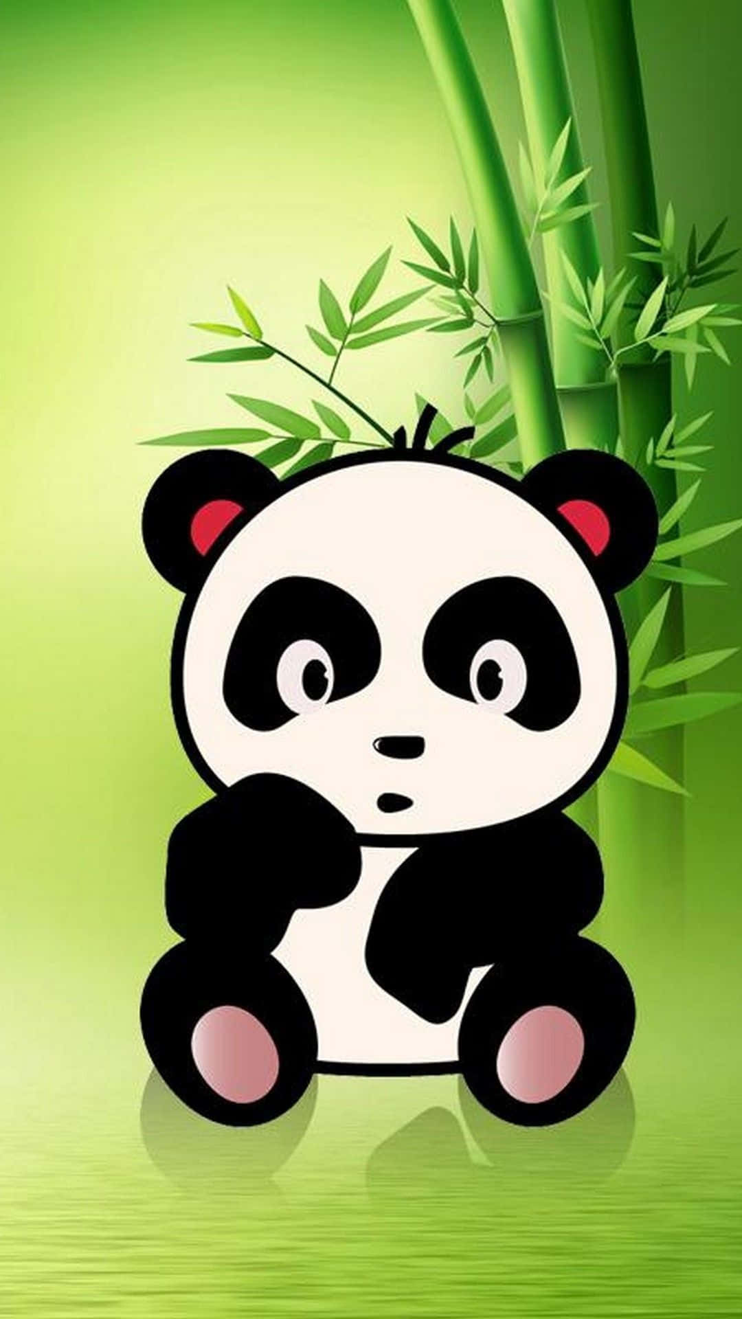 Cute Kawaii Panda With Flowers Wallpaper