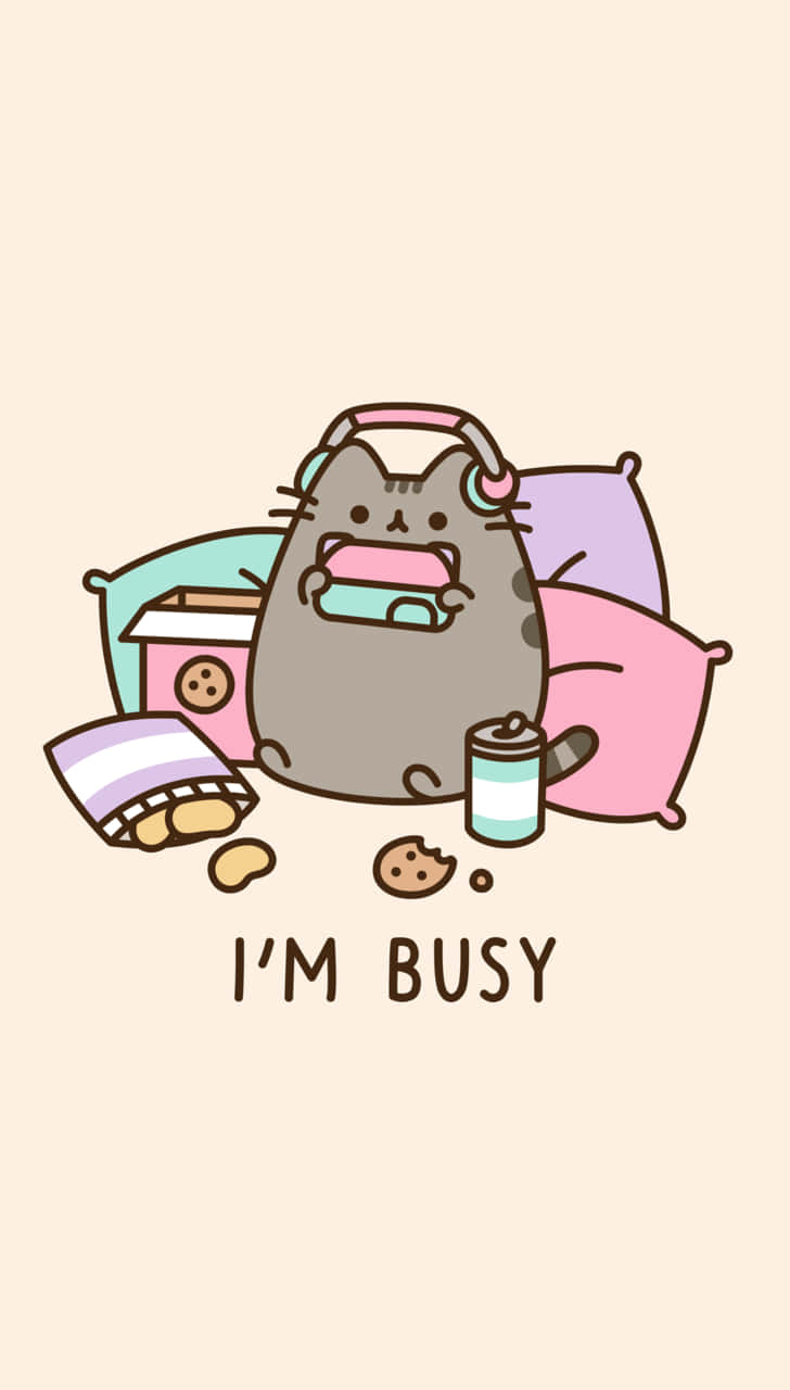 Cute Kawaii Pusheen Cat Gamer Wallpaper