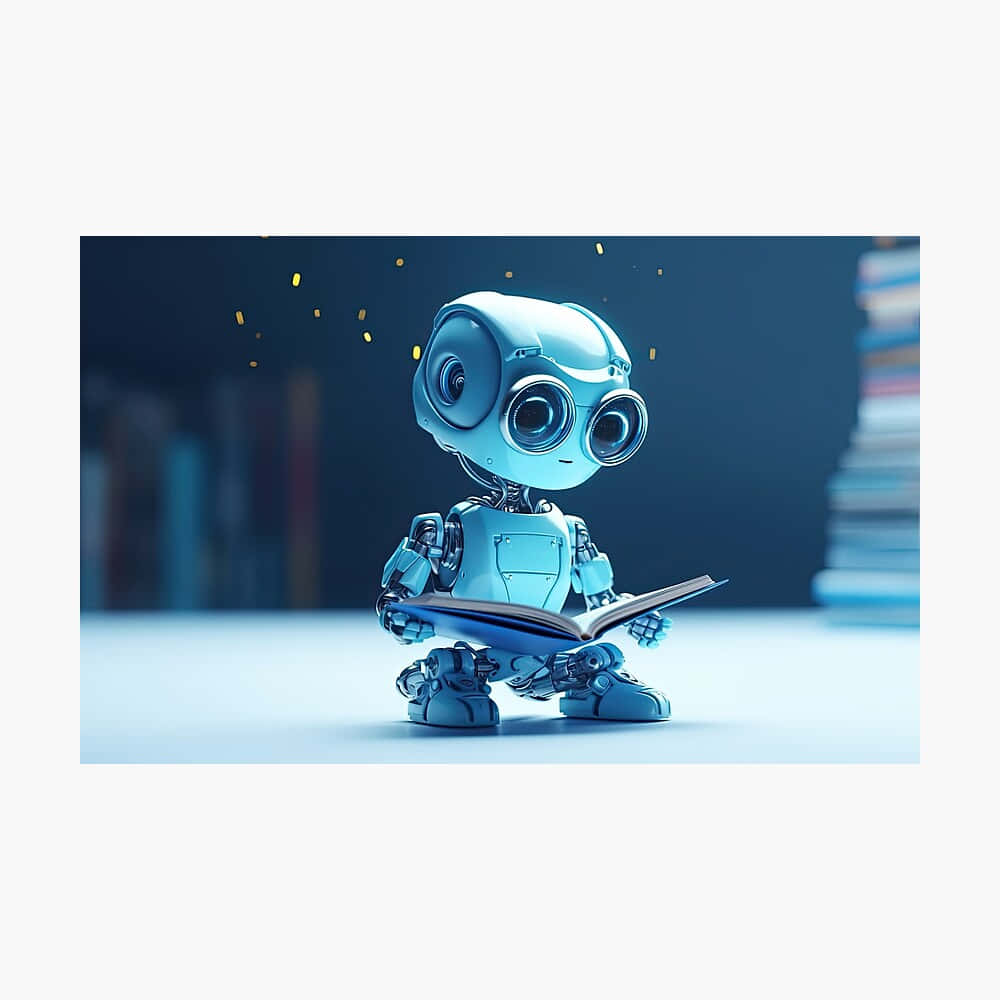 Cute Kawaii Robot In Colorful World Wallpaper