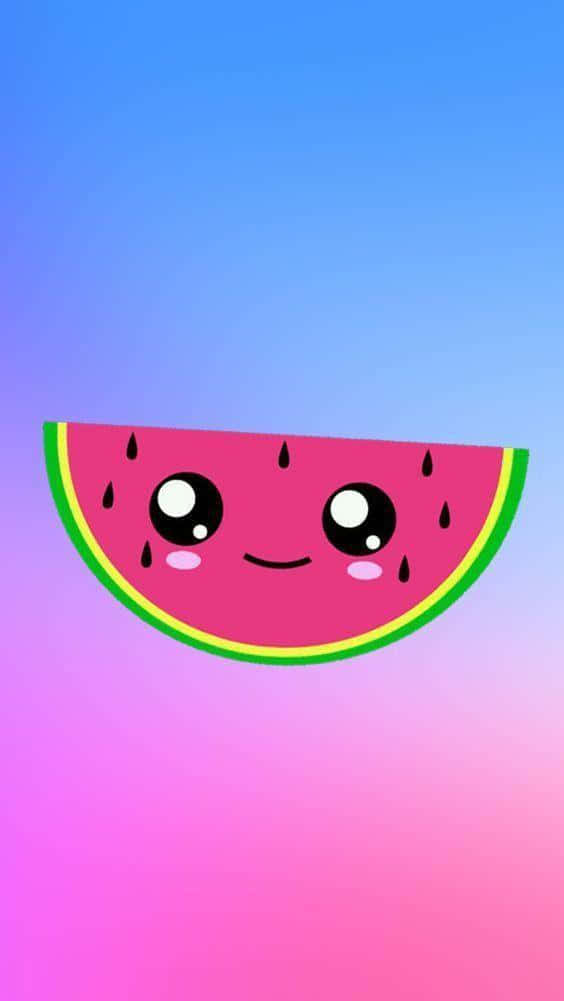 Cute Kawaii Watermelon Slice Wallpaper