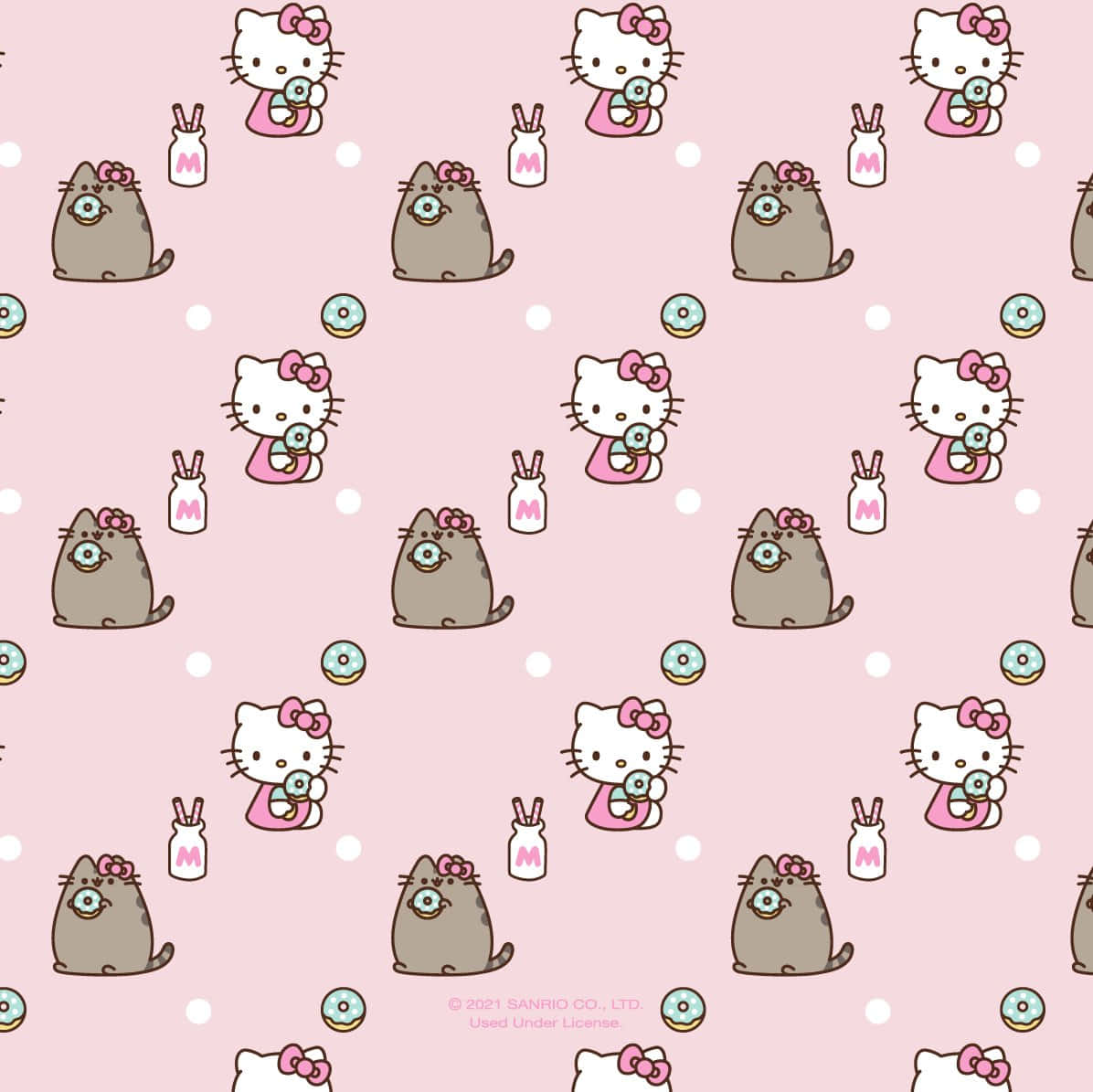 Cute Kitty White Wallpaper Adorned With A Floral Background Wallpaper