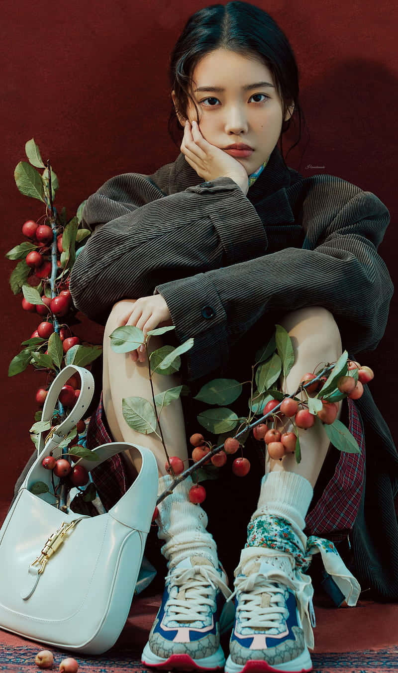 Cute Korean Singer Iu Posing For Elle Men China Magazine Wallpaper