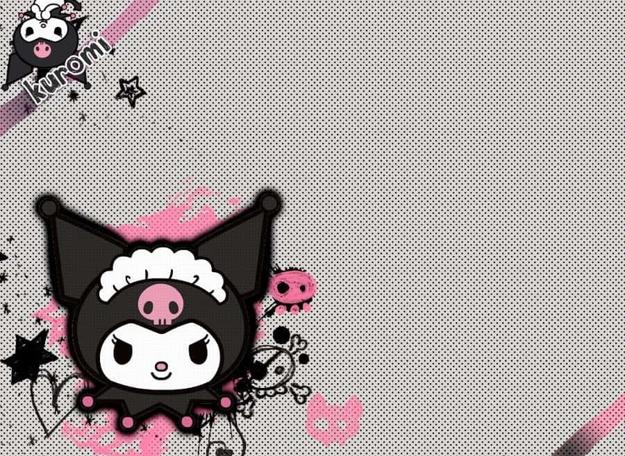 Cute Kuromi Dotty Grey Wallpaper