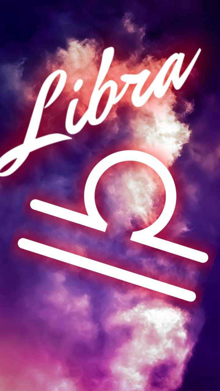 Cute Libra Zodiac Symbol Purple Aesthetic Wallpaper