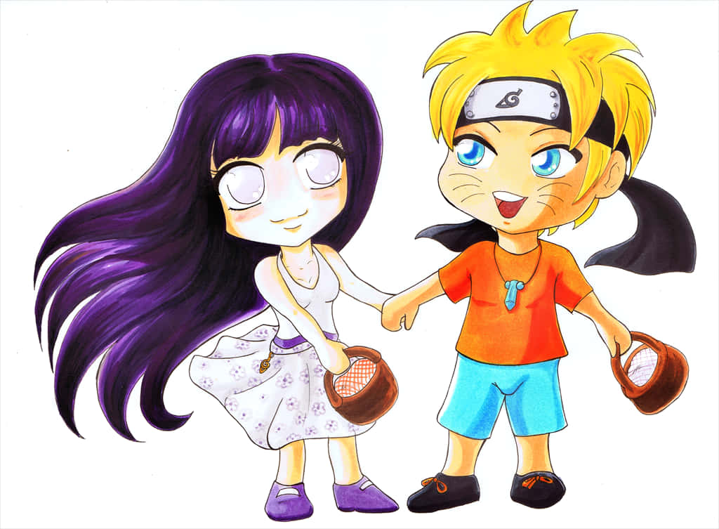 Cute Naruto And Hinata Digital Art Wallpaper