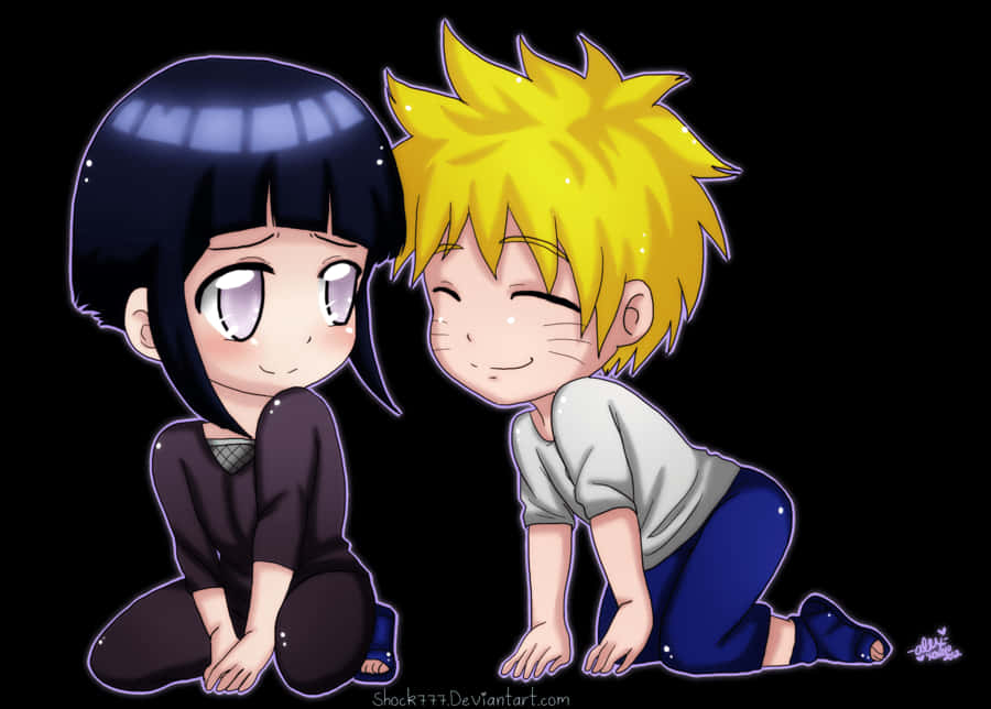 Cute Naruto And Hinata Looking At Each Other Wallpaper