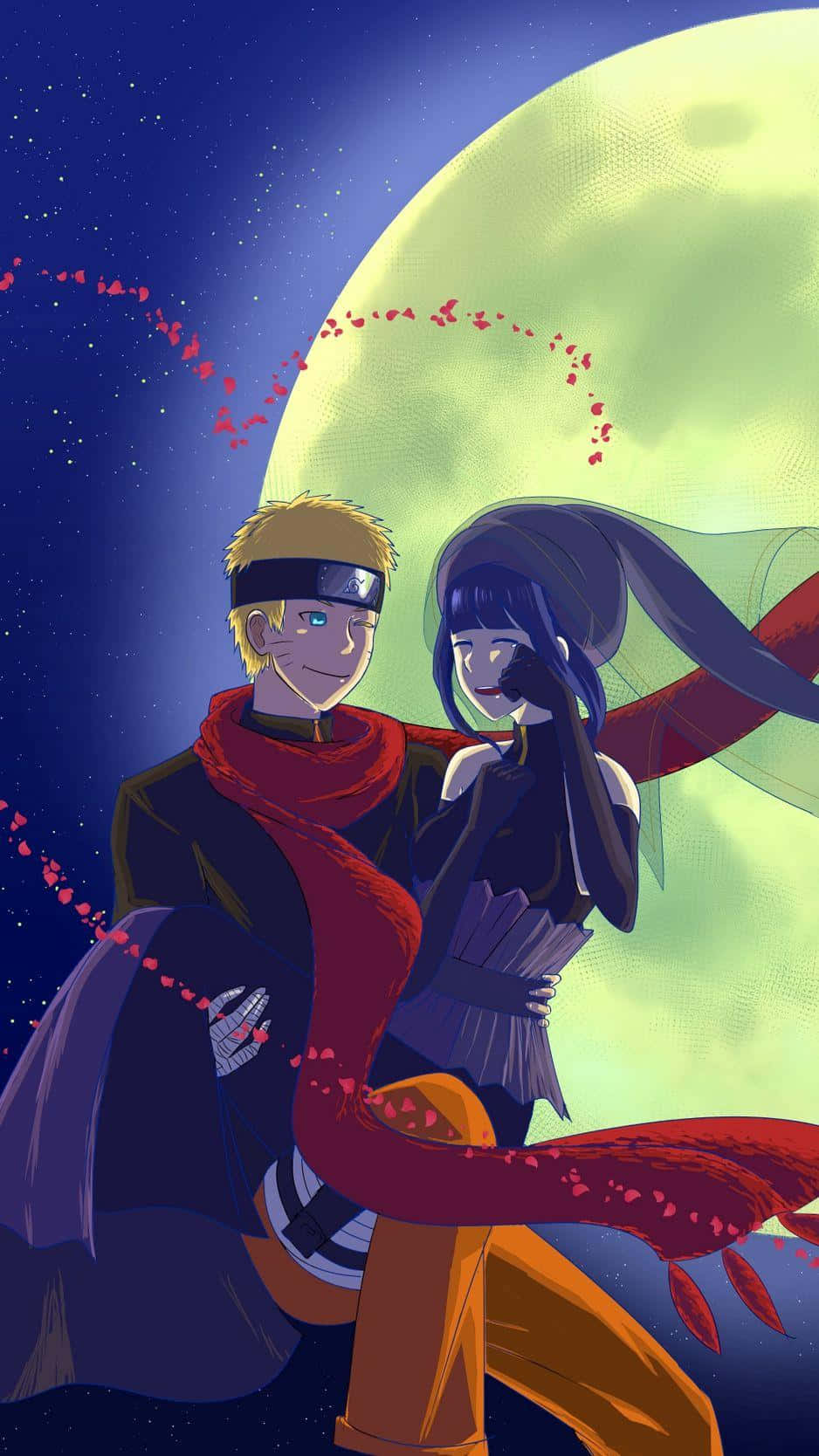 Cute Naruto And Hinata Over Moon Wallpaper