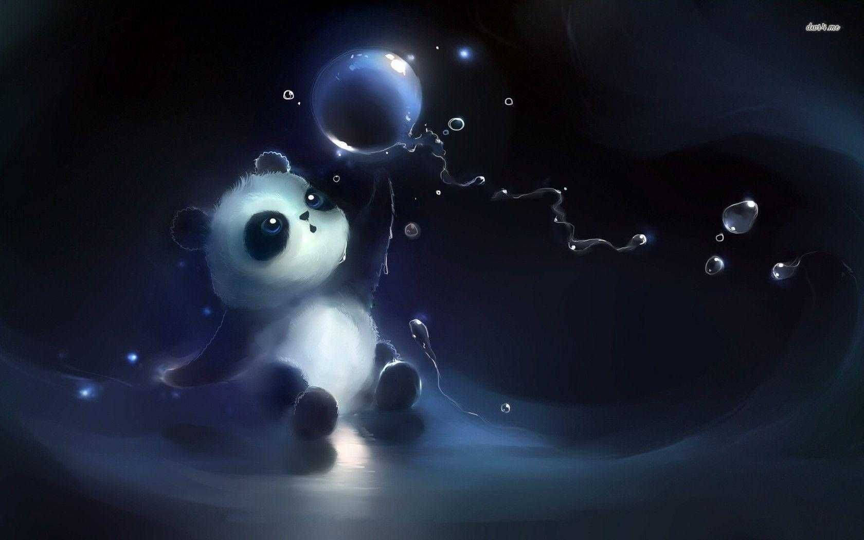 Cute Panda Playing With Bubble Wallpaper