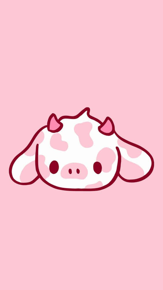 Cute Pink Cow Illustration Wallpaper