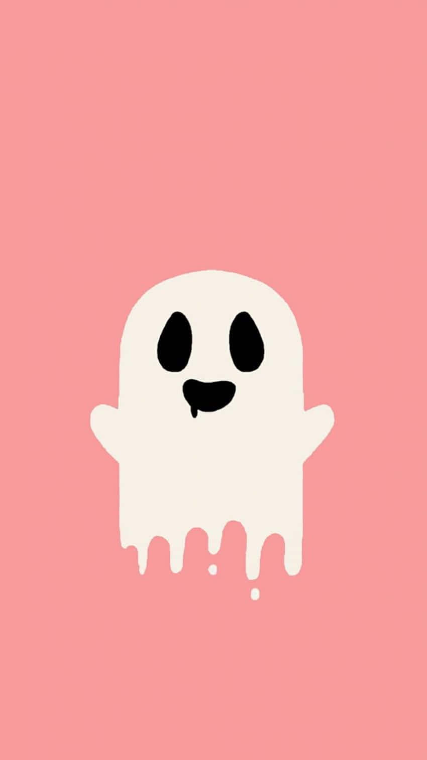 Cute Pink Ghost Illustration Wallpaper