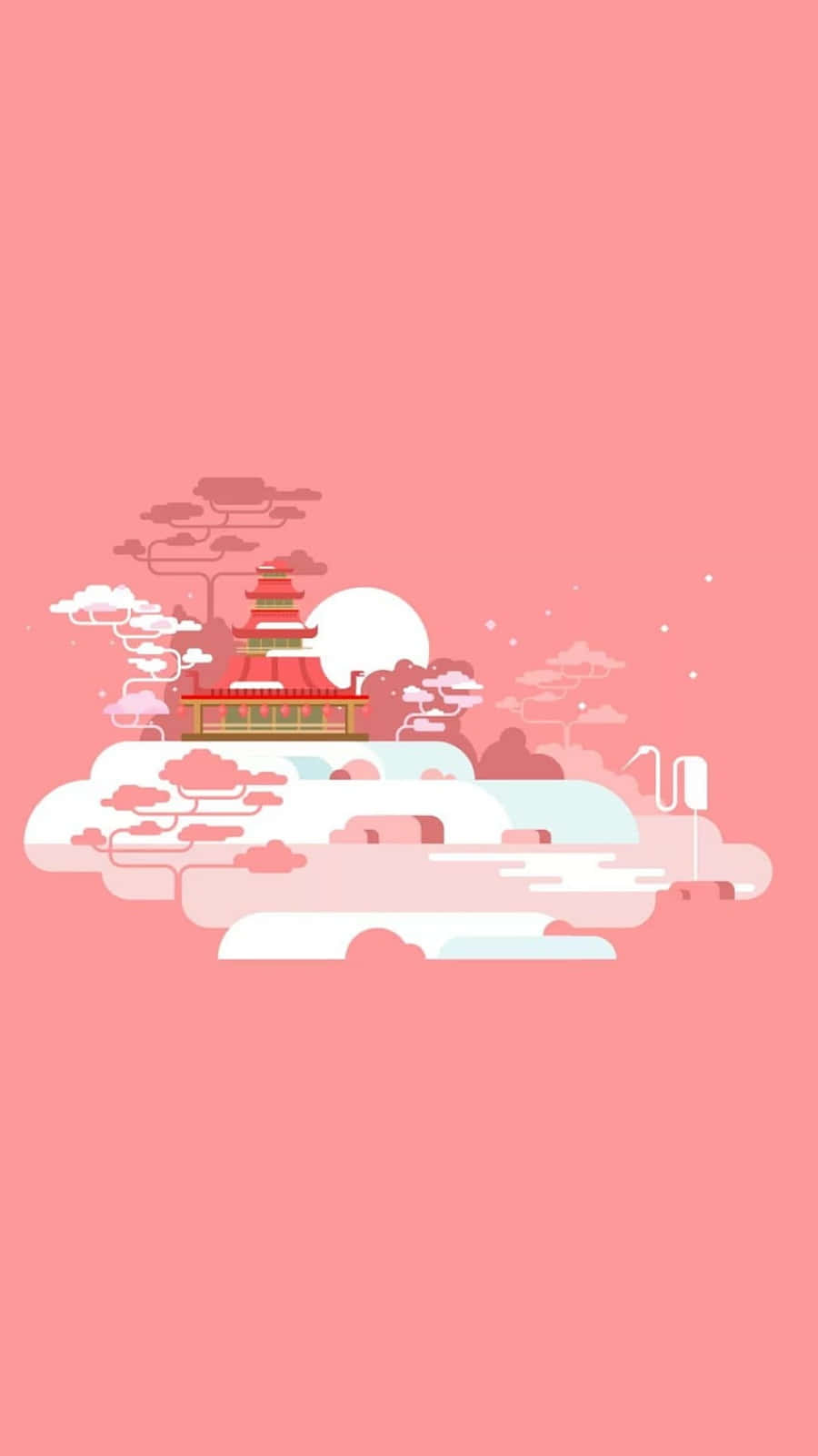 Cute Pink Japanese Minimalist Art Wallpaper