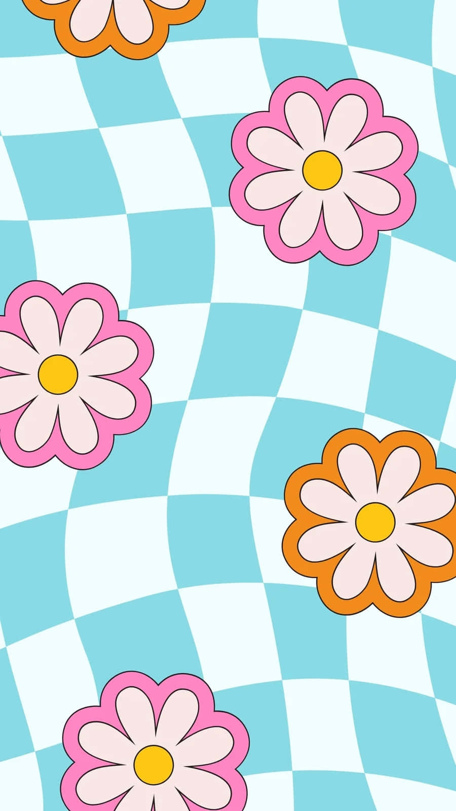 Cute Pink Orange Floral Pattern Wallpaper