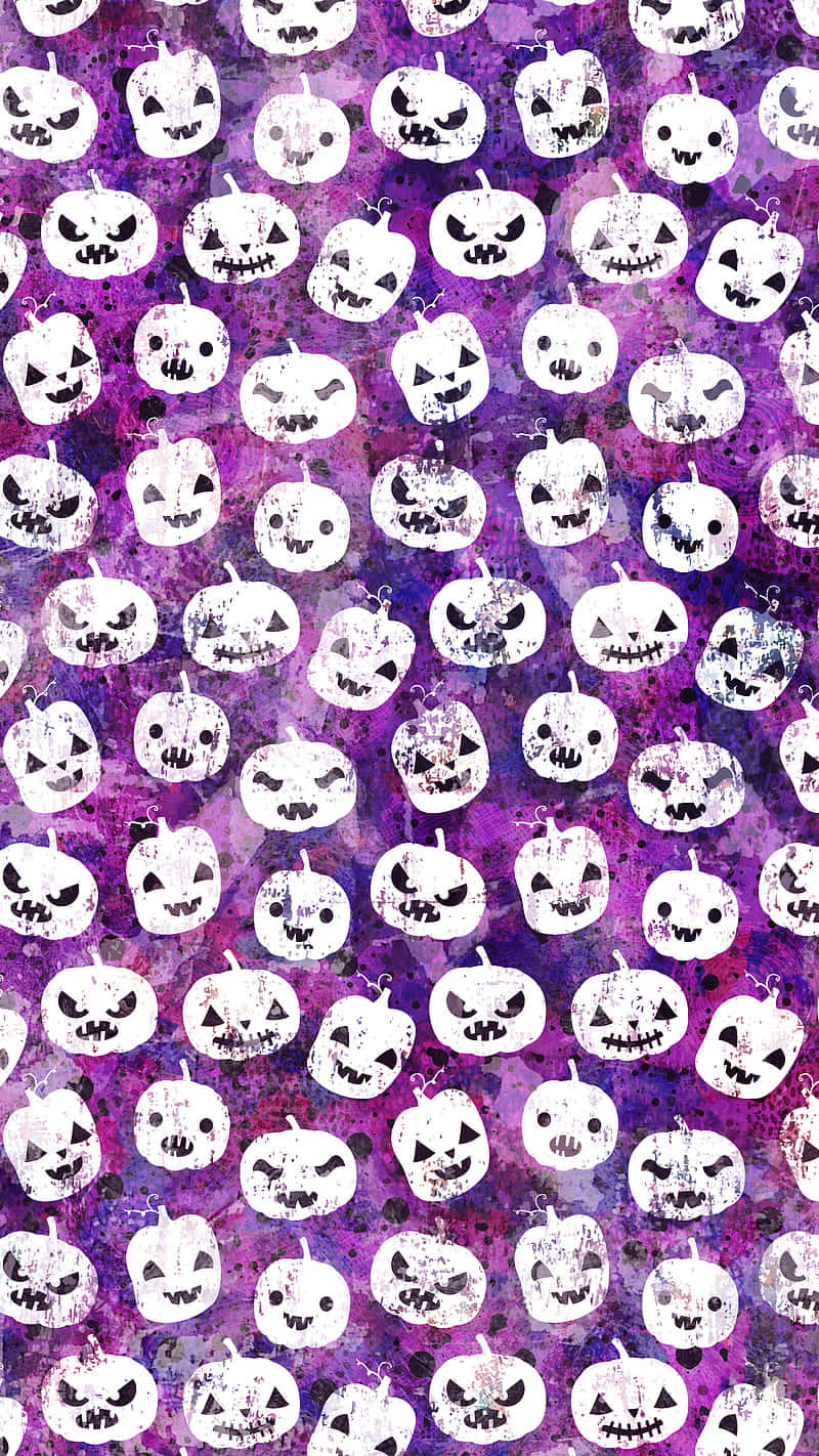 Cute Pumpkin Iphone Purple Wallpaper