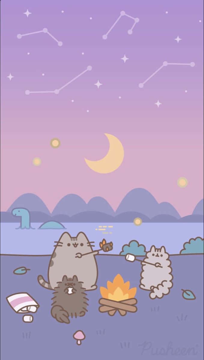 “cute Pusheen Cat Ready For Cuddles!” Wallpaper