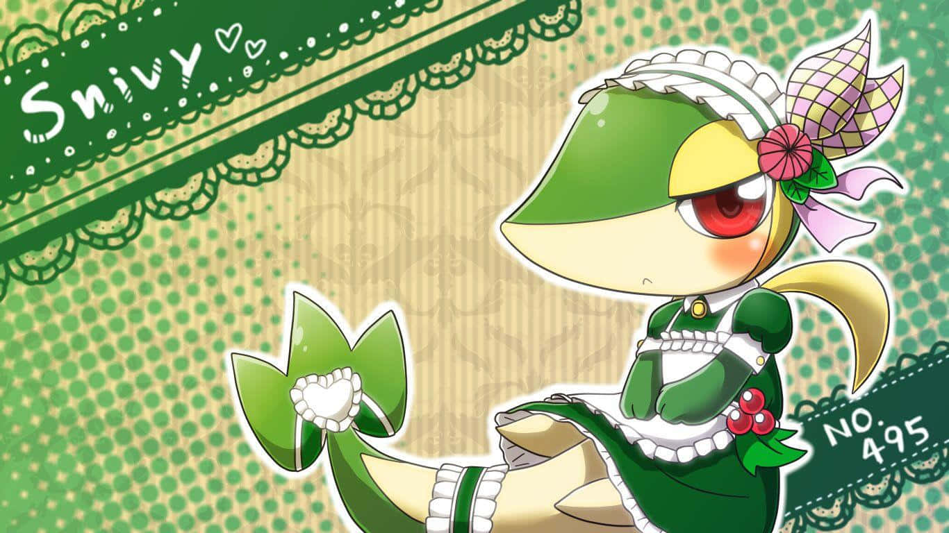 Cute Snivy Wearing A Dress Wallpaper