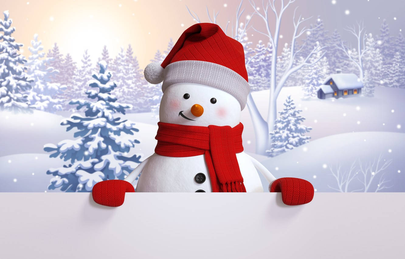 Cute Snow Man Sneaking Wallpaper