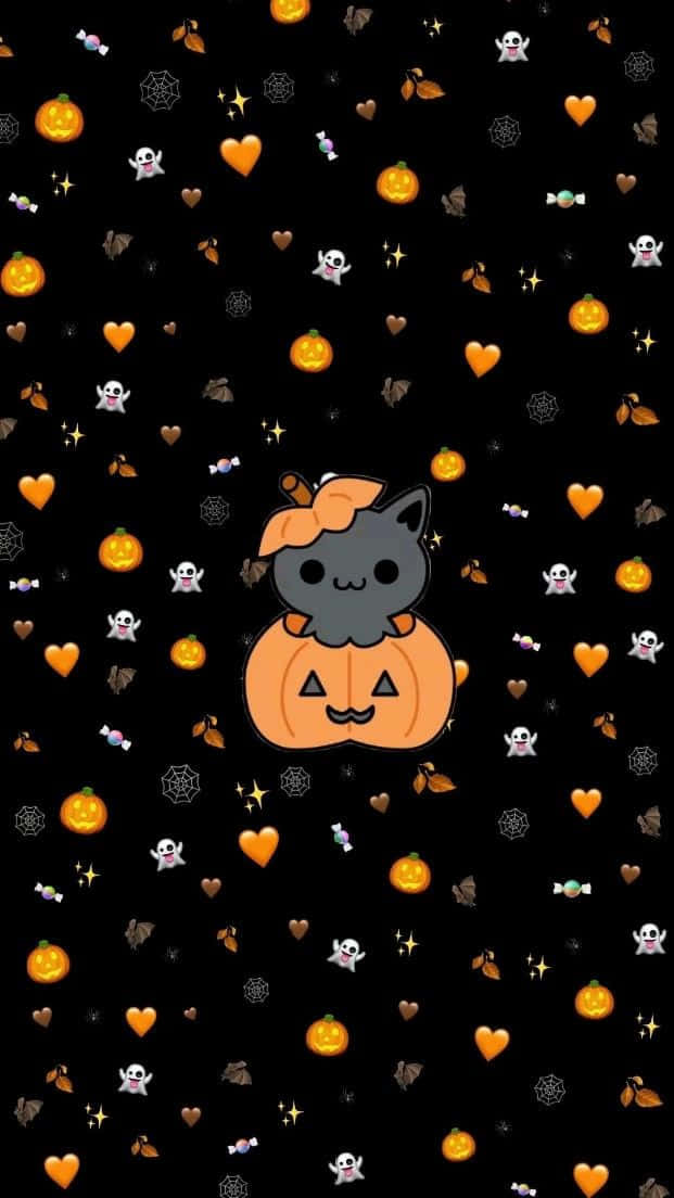 Cute Spooky Halloween Patternwith Catand Pumpkin Wallpaper