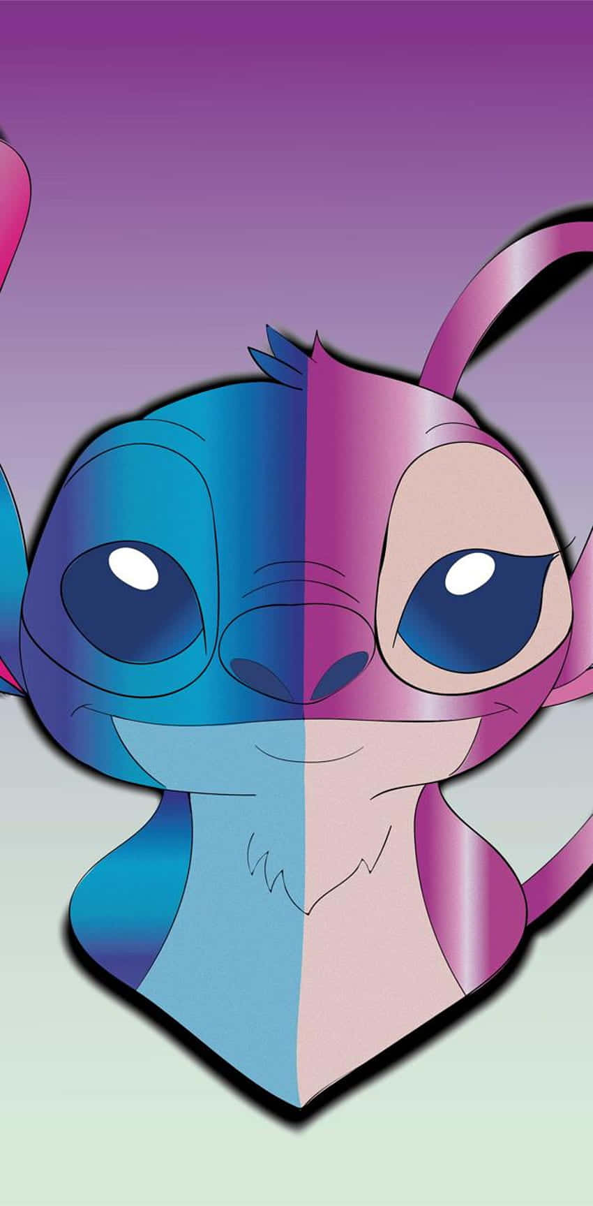 Cute Stitch And Angel Gradient Art Wallpaper